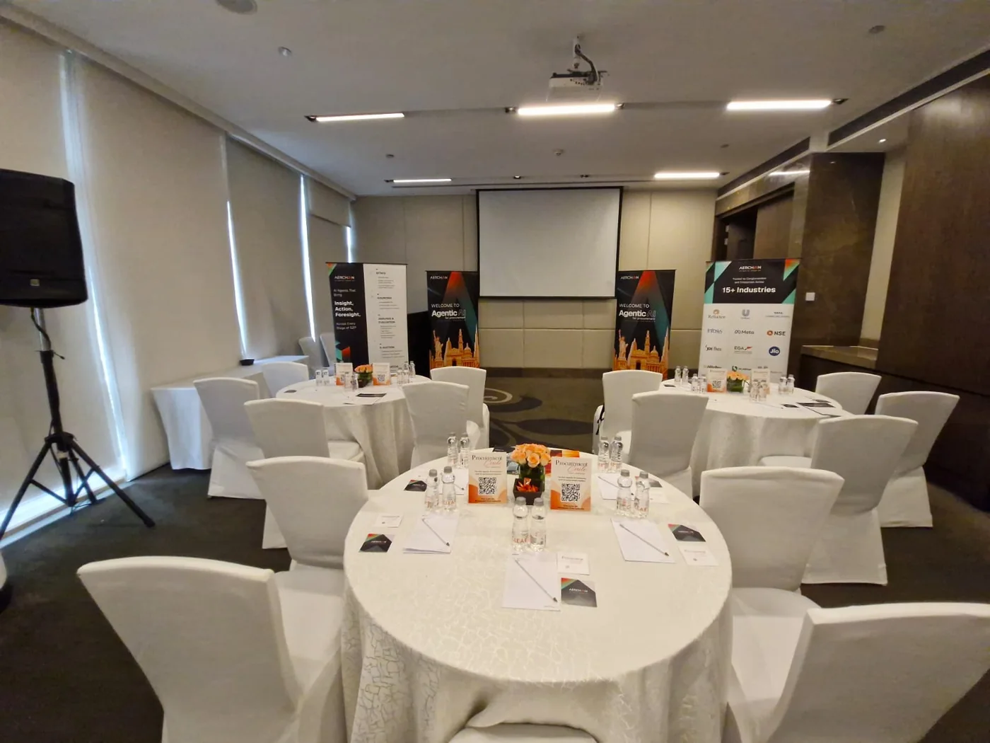 Aerchain event room prepared for guests