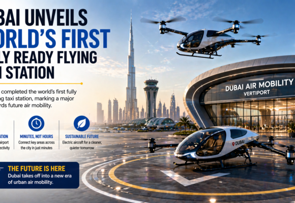 Dubai Completes World’s First Flying Taxi Vertiport Near Airport