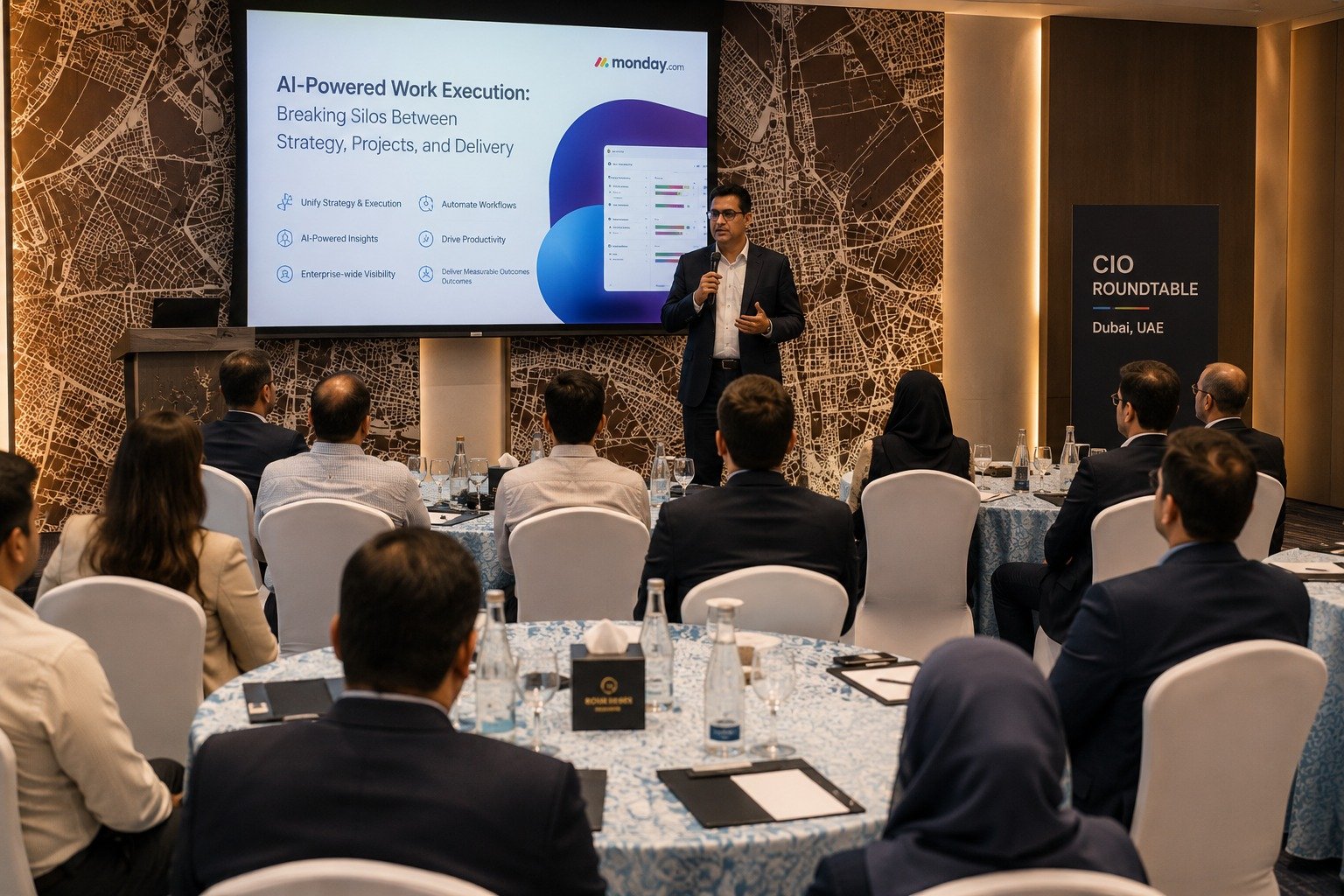 Enterprise leaders in a strategy roundtable discussion